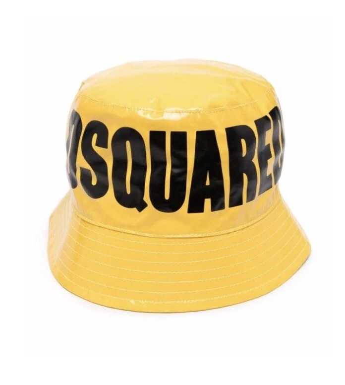 DSQUARED2 Cappello a secchio per ragazzi giallo e nero età 8 10 anni nuovo con etichette