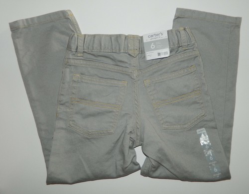 NWT CARTERS boys Gray 5-Pocket STRAIGHT FIT Adjustable Waist JEANS* 6