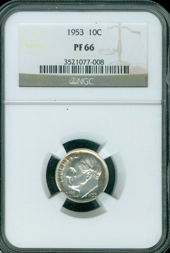 1953 ROOSEVELT DIME NGC PF66 TOUGH DATE .
