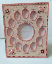 Nursery Rhyme One Year Baby Picture Frame-Pink-Holds 13 Photos NEW