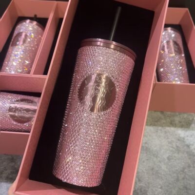 2023 Starbucks x Blackpink Rhinestone Bling Rose Gold