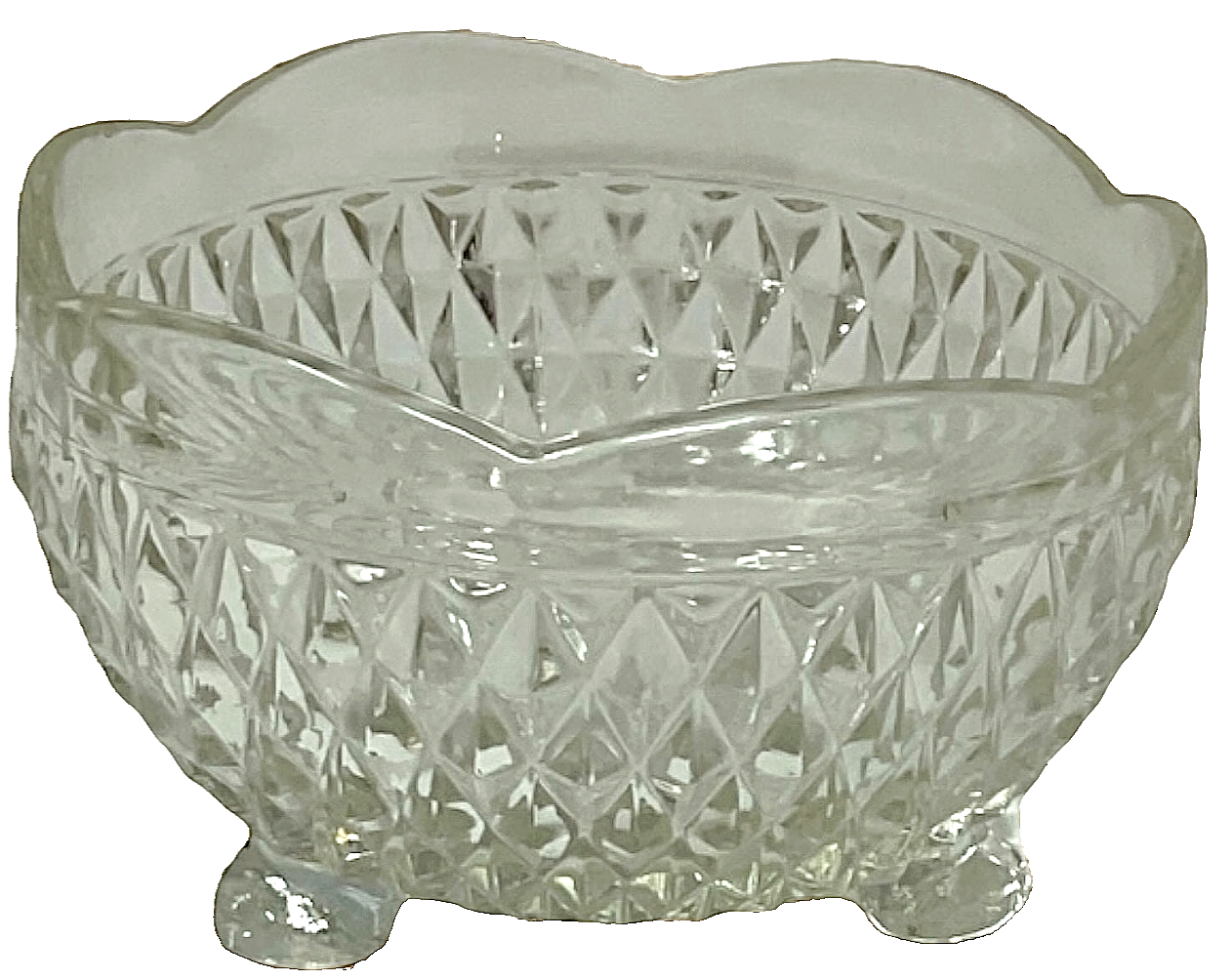 Vintage Indiana Glass Diamond Point Footed Candy Dish 5x3 Clear