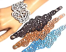 CUT OUT CUFF filigree tattoo henna lace gothic boho bracelet vegan pleather 2V