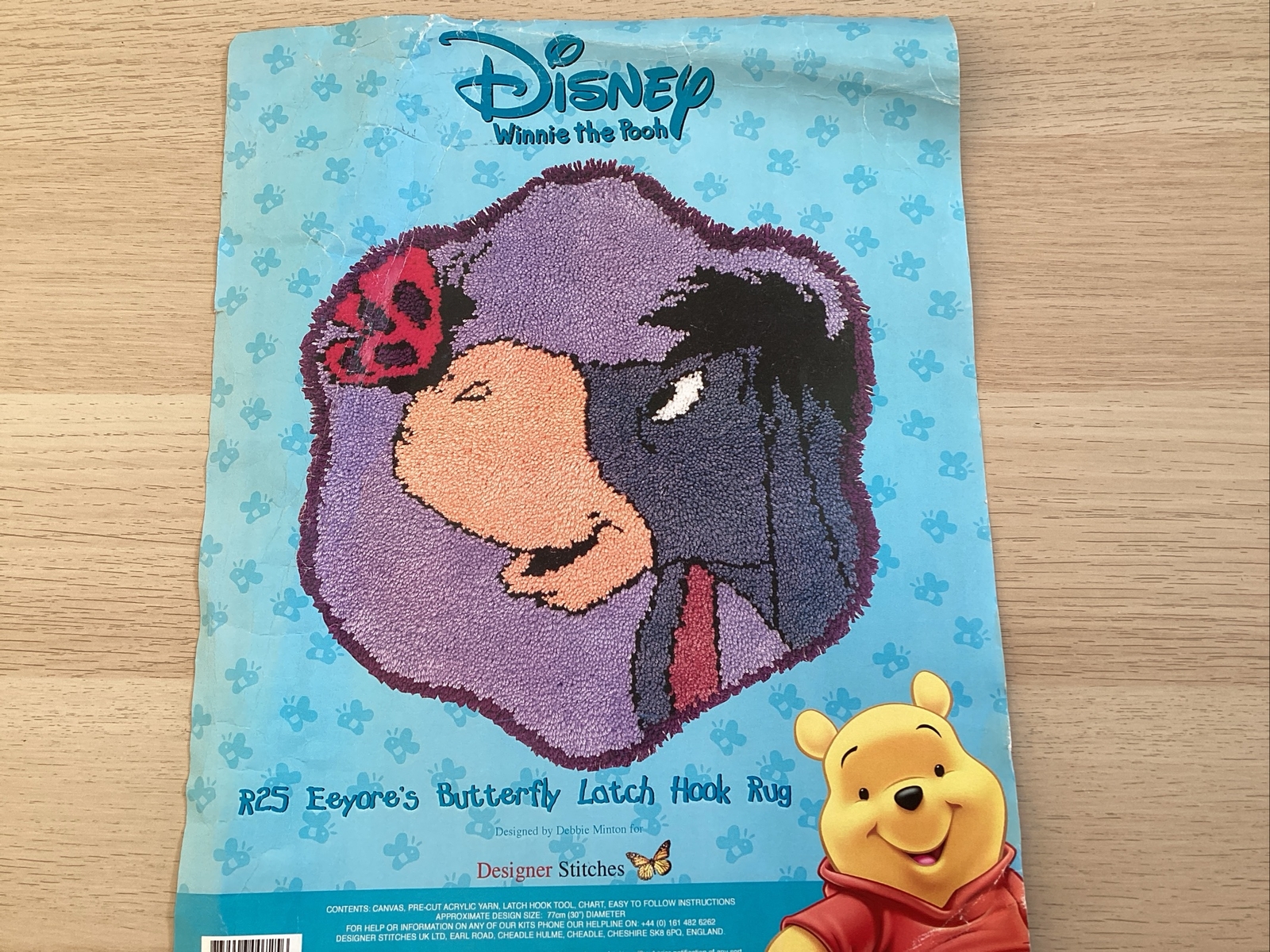 Eeyore’s Butterfly Latch Hook Rug Kit, 77cms Diameter. Opened But Not
