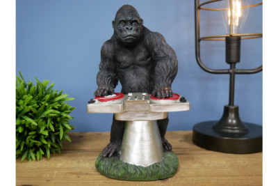 DJ Affe Gorilla auf Plattenspieler Funky lustig Schimpanse Figur Ornament Geschenk