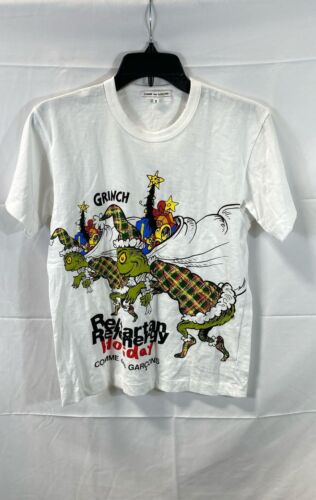 Comme Des Garcons Unisex Adults White Graphic Grinch Print T Shirt Size Small
