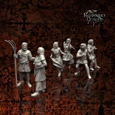 Reconquer Designs Miniatures Medieval Villager Set A Townsfolk Peasants DnD 28mm
