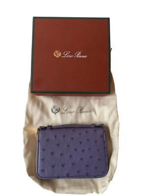 Brand New Authentic Loro Piana Ostrich Zip Coin Purse Pastel Purple