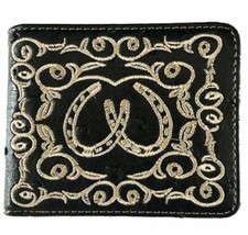 Horseshoe Mens Wallet Texas Western Bifold W086 Black