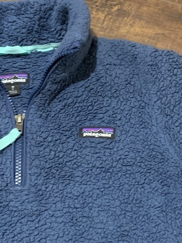 Patagonia Los Gatos High Pile Fleece Pullover Jacket 1/4 Zip Blue Youth Size M - Picture 2 of 9