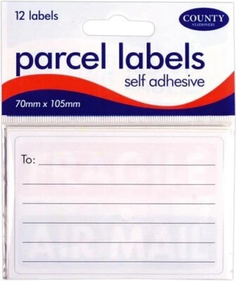 COUNTY 12 Labels Self Adhesive Shipping Stickers Lined Ruled Royal Mail Courier Parcel