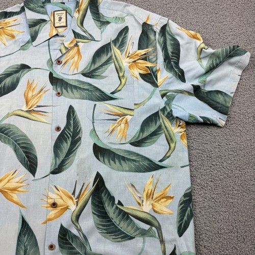 Jamaica Jaxx Hawaiian Shirt Mens 2XL XXL Green 100% Silk Floral Print Camp Aloha - Picture 5 of 9