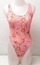 New Pink Floral Pattern Spandex Leotard / Bodysuit for Women size 10 Small