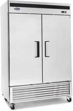 ATOSA MBF8507GR 2 SOLID DOOR REFRIGERATOR STAINLESS STEEL W/CASTERS BOTTOM MOUNT