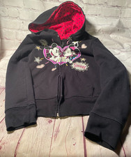 Disney Hoodie Youth Size Large Black Full Zip Sweatshirt Mickey Minnie Sweet