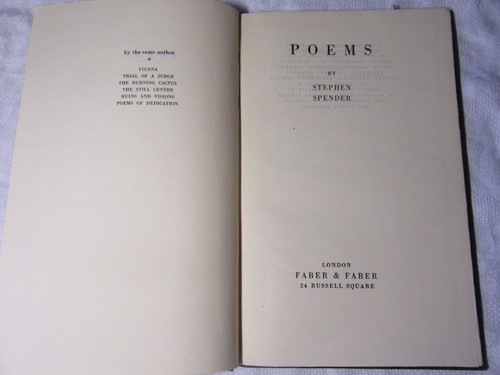 1945 POEMS by Stephen Spender - Faber & Faber HB - Picture 3 of 9