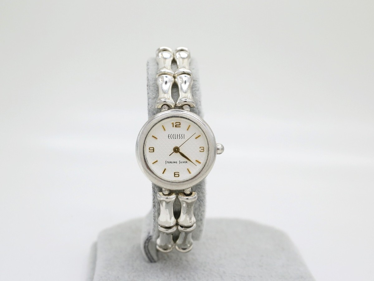 ECCLISSI 925 Sterling Silver Bamboo Design Bracelet, 24mm  display picture 2