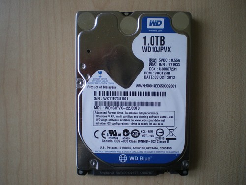 WD10JPVX-22JC3T0, DCM SHOT2HB, Western Digital 1TB SATA 2.5 HDD