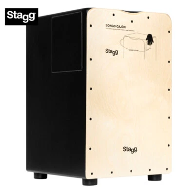 Stagg Standard Size Natural/Black Birch Cajon with Bongo Side CAJ-BONGO-N - Image 1 of 4