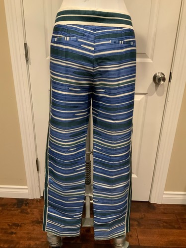 Tory Burch blau, grün & weiß Aquarell gestreift gerades Bein Hose, Größe 8 - Bild 5 von 9