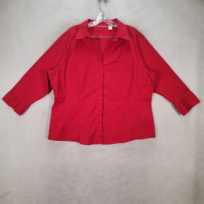 Blouse Rétro Fleurie Rouge Vintage 2 En 1 - Taille Plus 1X - NYCC New York Clothing Co.