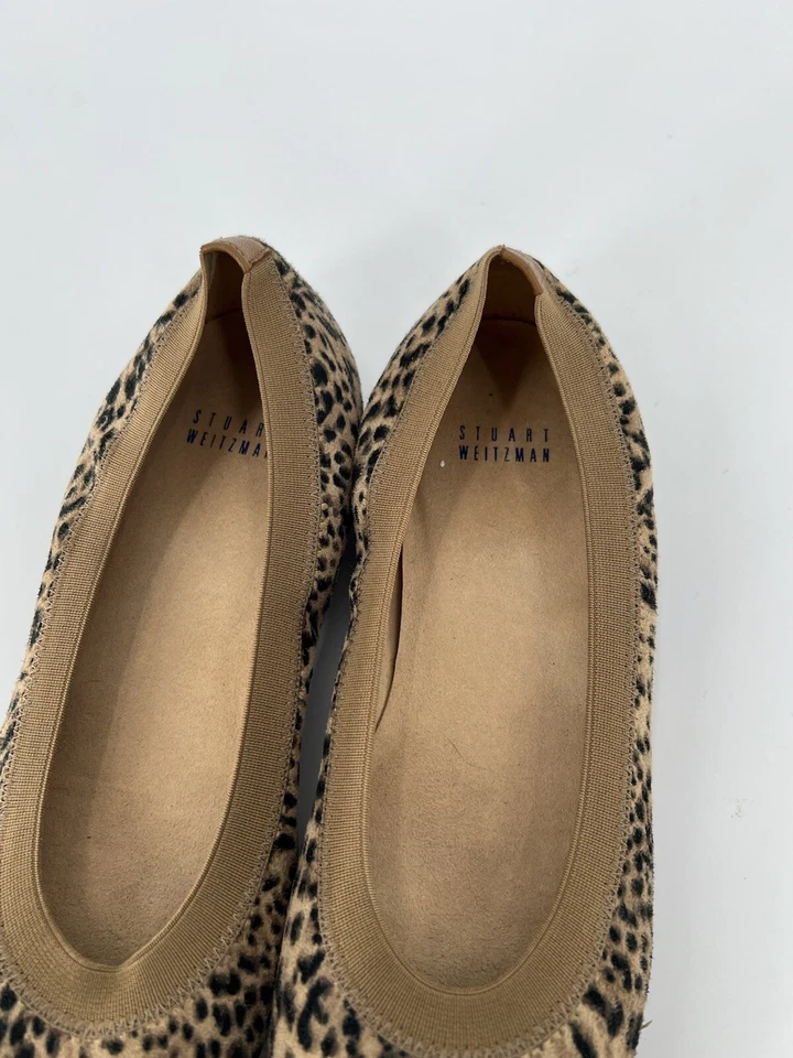Stuart Weitzman Leopard Flats Womens 8 Brown Black Animal Print Slip On Stretchy - Image 4 of 4