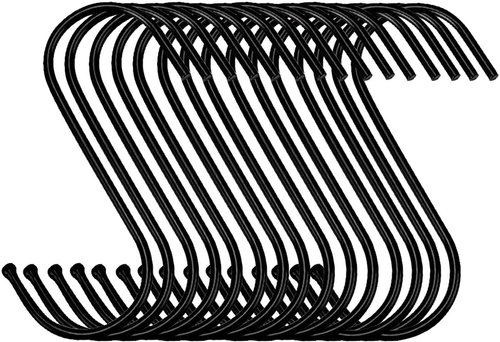 30 Pack Black Steel Hanging Hooks - Heavy Duty Metal Hooks for Hanging Pots, Pan