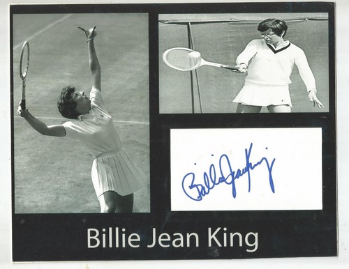 BILLIE JEAN KING SIGNED INDEX CARD MATTED AND READY FOR FRAMING