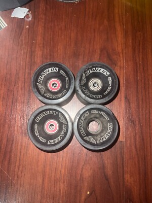 Vintage 2013 GS Gravity Blazers 70mm longboard wheels with bones reds bearingz
