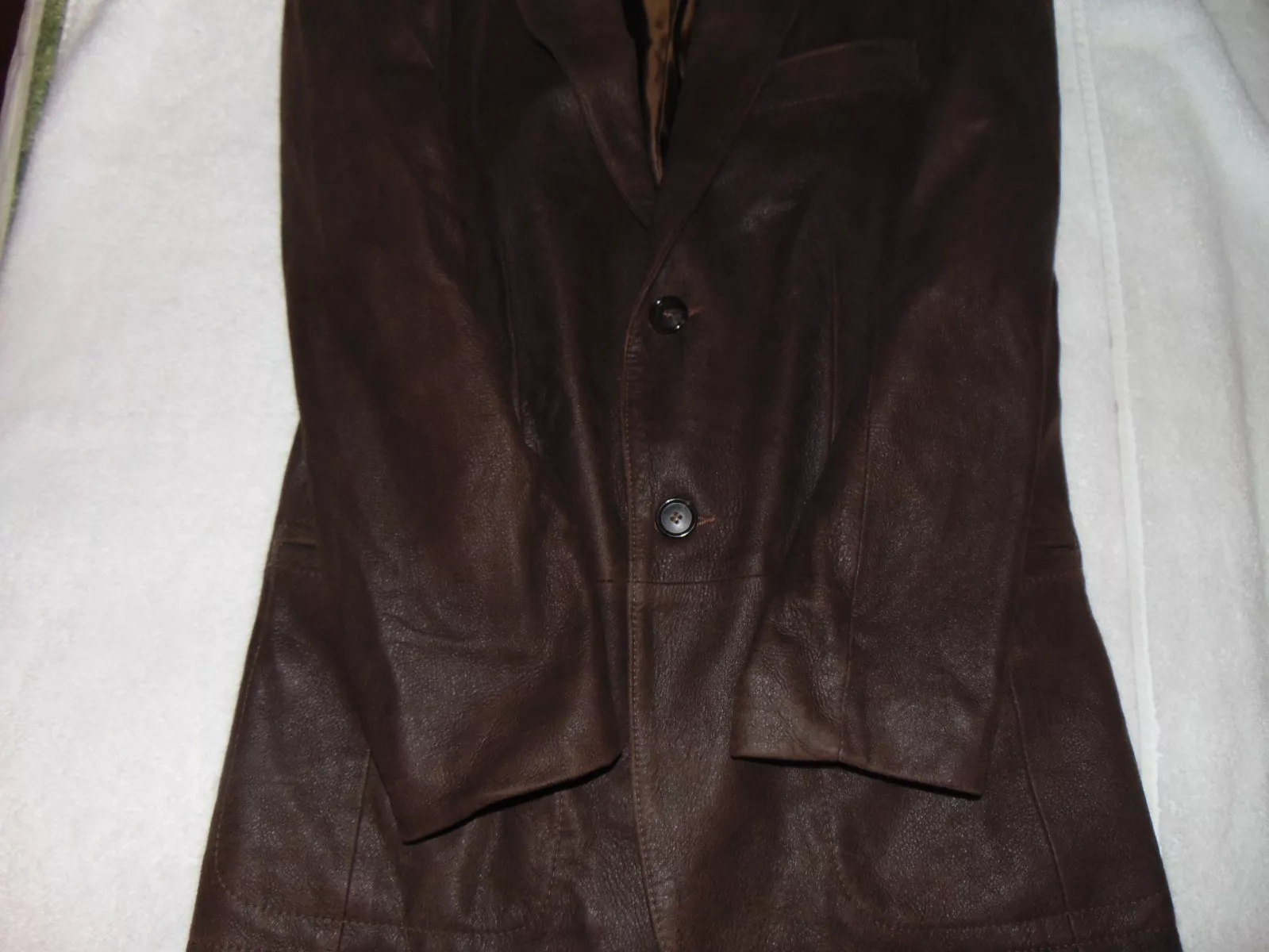  vintage remy lambskin leather dark 2 button coat jacket