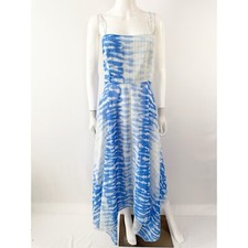 ASOS Blue Tie Dye Striped Maxi Dress Size 12 Square Neck Spaghetti Straps Summer