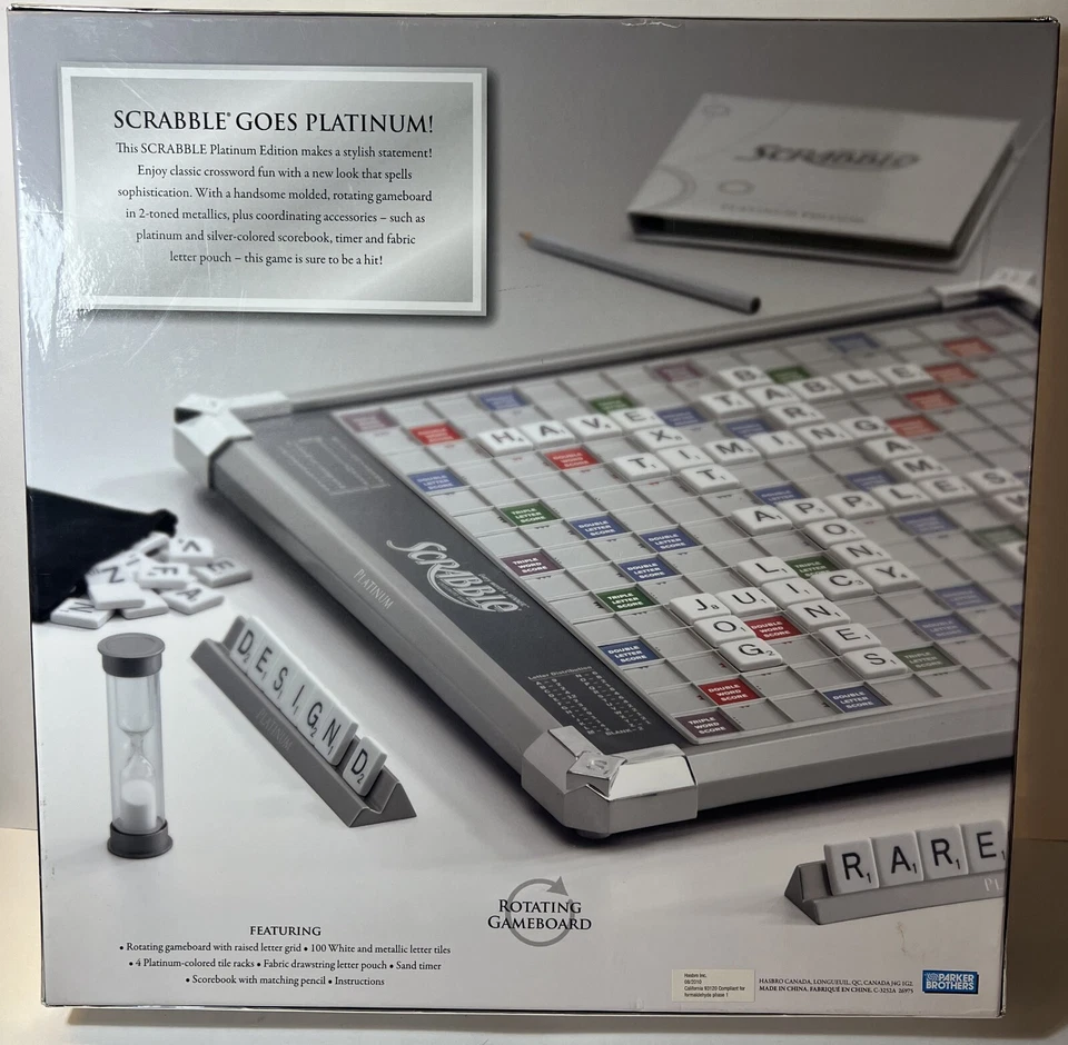 Scrabble Platinum Edition Adult Collectible Rotating Board Missing Pencil - Image 2 of 4