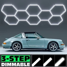 LED Hexagon Garage Lights Dimmable 6500K Car Detailing Shop Light for Garage