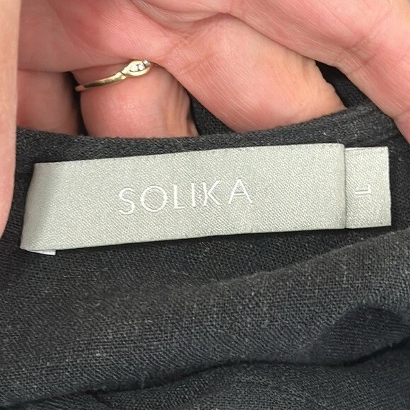 VETEMENTS Abito Solika Shift donna L morbido nero misto lino tasche larghe manica 3 4