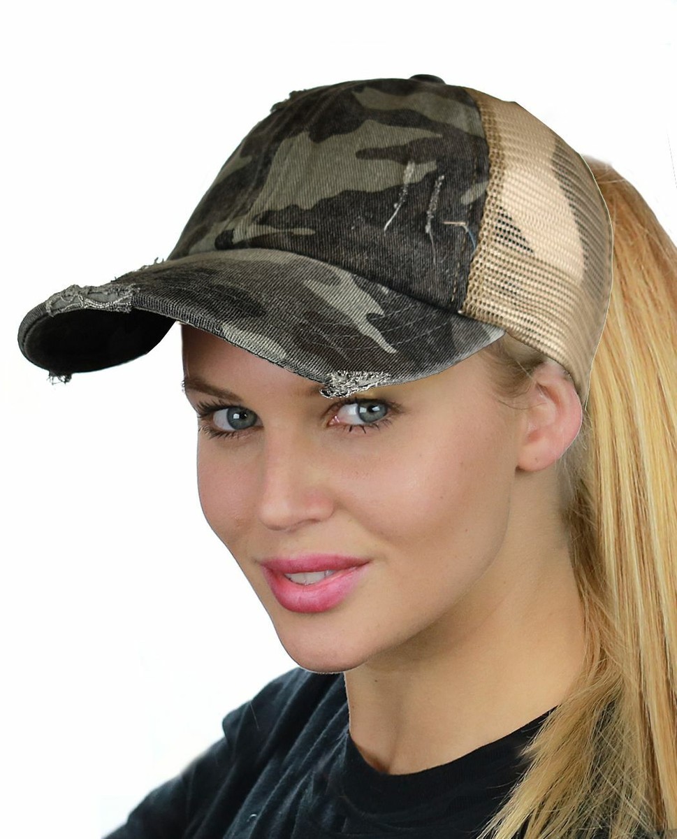 C.C Ponycap Criss Cross Camouflage Messy High Bun Ponytail  display picture 3
