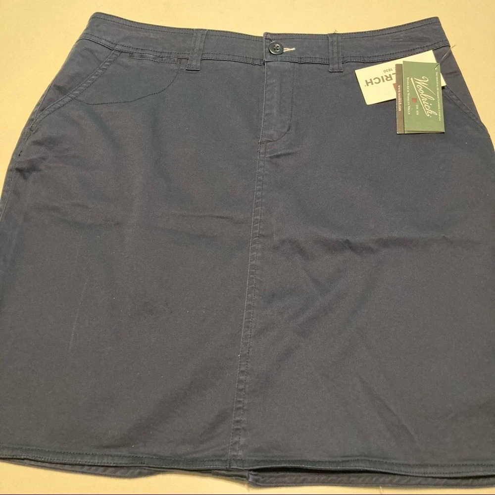Woolrich Skirt Navy Blue Cotton Blend Slits NEW 10