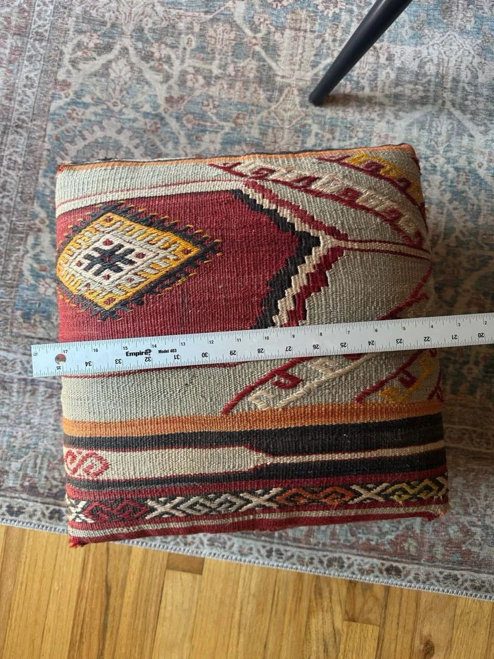 Ottoman stool, Vintage kilim stool, Porch stool, Tripod stool, Mudroom stool - Image 2 of 3