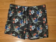 Hollister Men  s L Charcoal Gray 5" Floral Print Swim Trunks w Mesh Brief