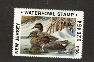 NEW JERSEY STATE DUCK  -  SCOTT #5 -   MINT NEVER HINGED   -   SCV: $12.00
