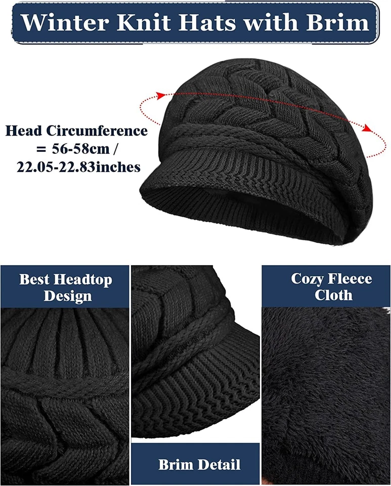 Вязаная шляпа зимние поля Beanie шляпы женщин громоздкий Beanie крышка козырек теплый Newsboy - Изображение 3 из 4