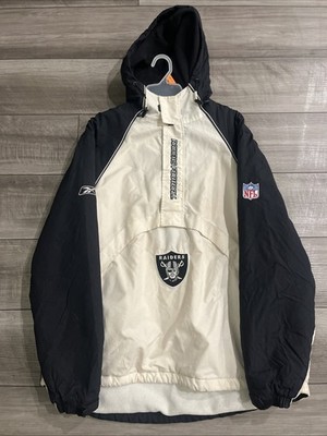 VTG Reebok Oakland Raiders On Field NFL Team Apparel Jacket Mens Size L 1/4 Zip
