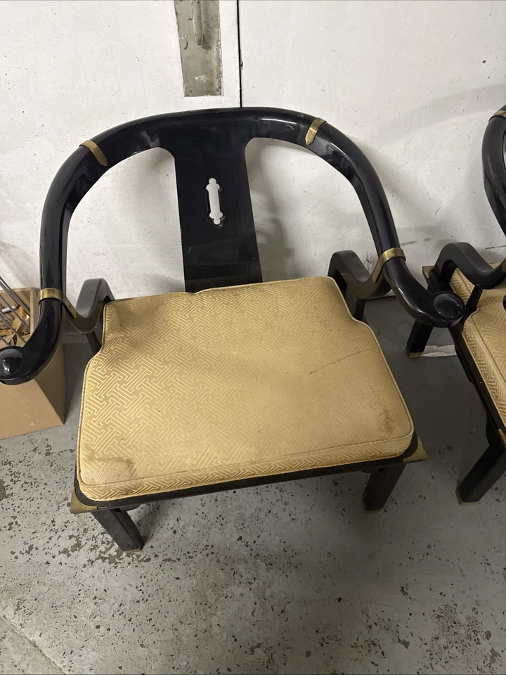 Пара винтажных стульев Century Chair Company из черной глянцевой лакированной фурнитуры из золотой латуни - Изображение 2 из 4