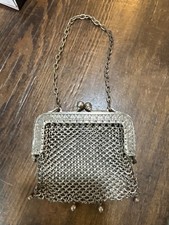 Antique German Silver Mesh Coin Purse 4 Dangles 101.1 grams