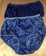 Vtg Blue Floral Hi Cut Nylon Style Brief Panties 8