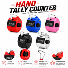 4 Digit Manual Tally Counter Handheld Finger Clicker Counting Display Reset Tool