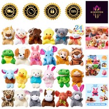 Colorful 24 Piece Mini Plush Animal Assortment - Carnival School Gift Ideas