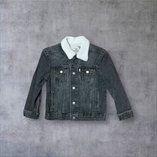 Vintage 2000s y2k Silver Tab Levis Black Denim 100 Cotton Sherpa Collar Jacket