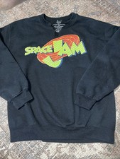 Vintage Space Jam Sweatshirt Black Medium Top Is Altered Collar Cut