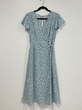 Sienna Sky Green Floral Wrap Short Sleeve Midi Dress Size M