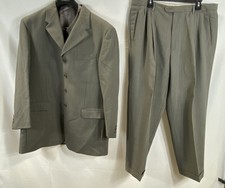 Bianchi Men's Vintage 90s Gray Pinstripe 3-Piece Suit Super 100 Wool Italy 46